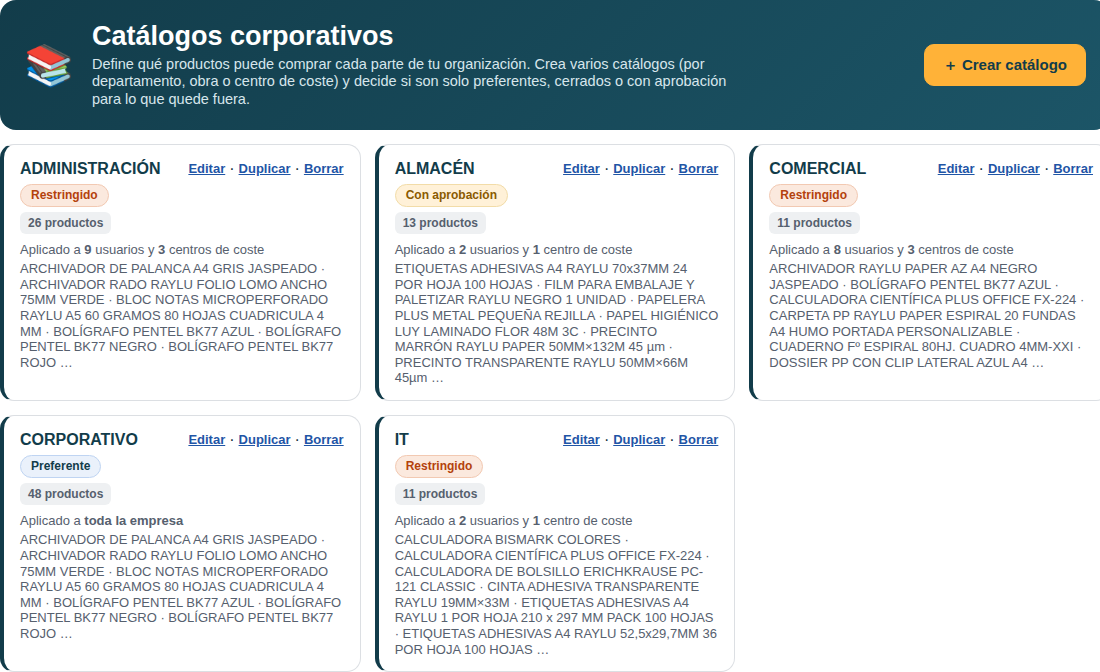Catálogos personalizados