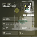 PAPEL A4 RECICLADO STEINBEIS 500 HOJAS - resumen de atributos
