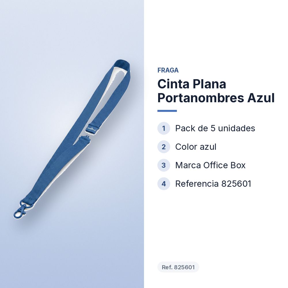 CINTA PLANA PORTANOMBRES AZUL  - características principales