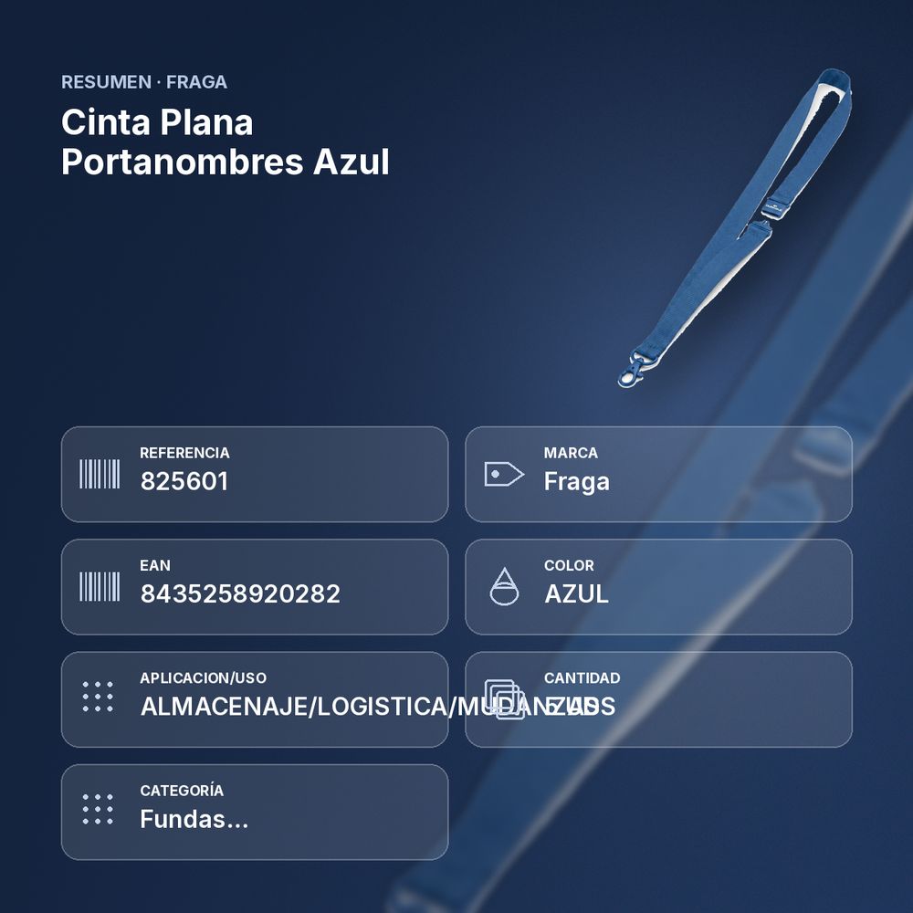 CINTA PLANA PORTANOMBRES AZUL  - resumen de atributos