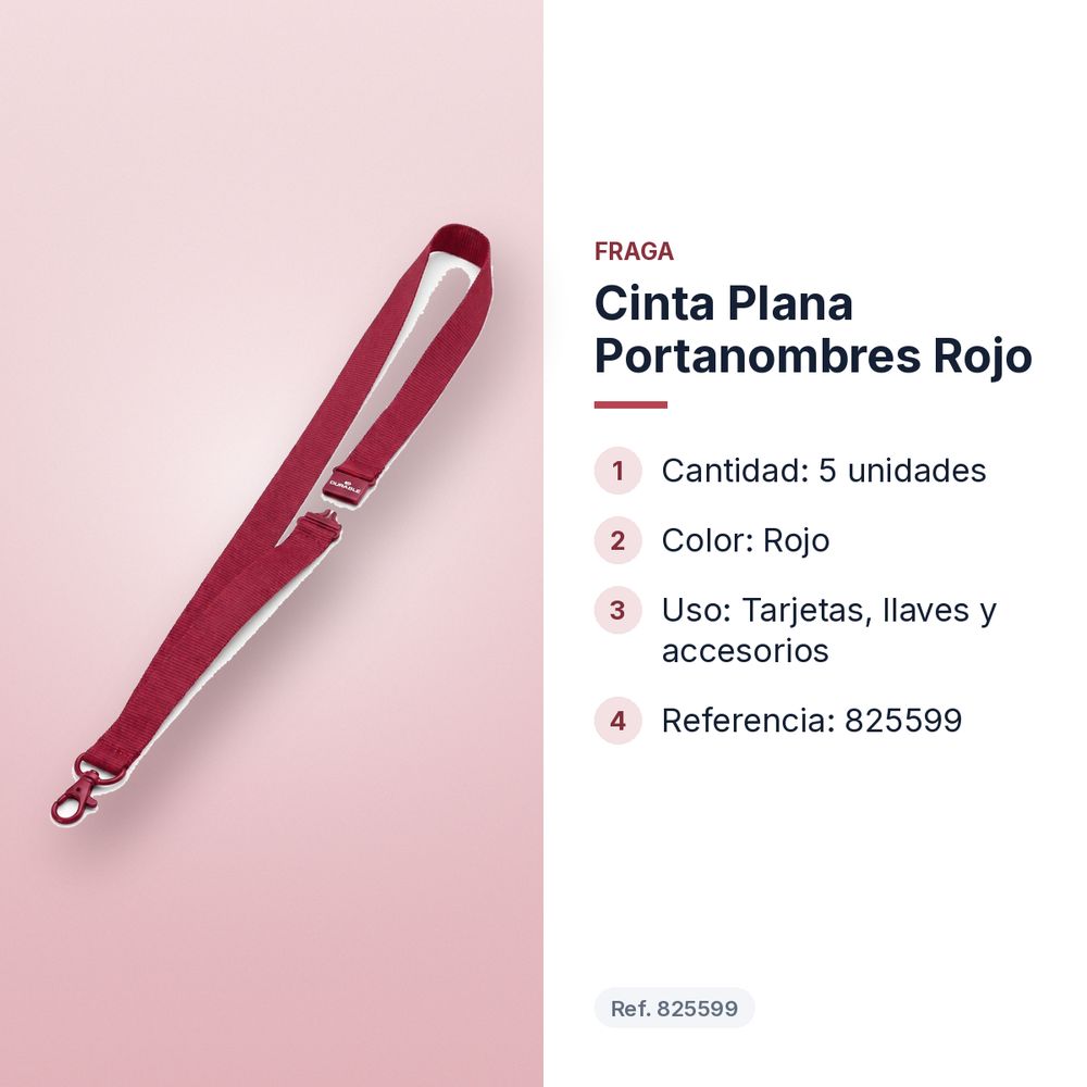 CINTA PLANA PORTANOMBRES  ROJO  - características principales