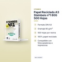 PAPEL RECICLADO A3 STEINBEIS Nº1 80G 500 HOJAS - características principales