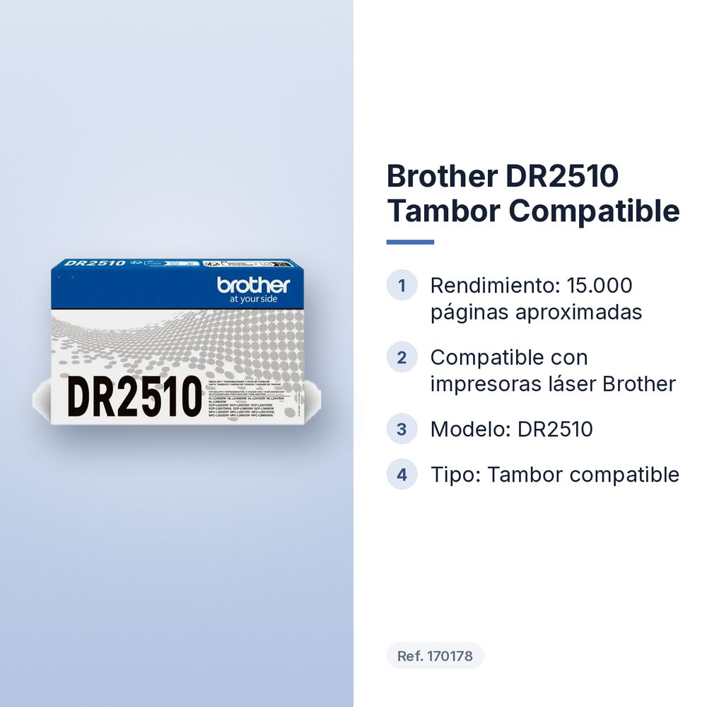 BROTHER DR2510 TAMBOR COMPATIBLE - características principales