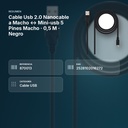 CABLE USB 2.0 NANOCABLE A MACHO ↔ MINI-USB 5 PINES MACHO · 0,5 M · NEGRO - resumen de atributos