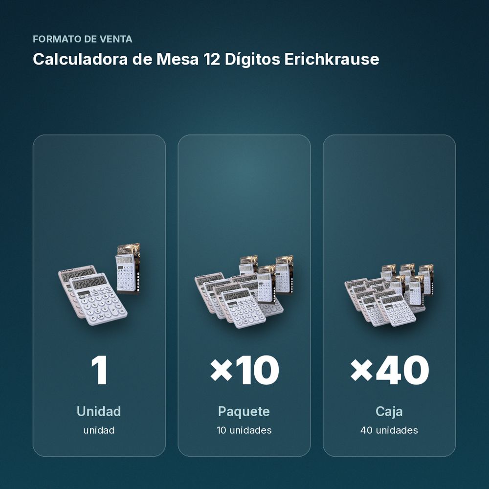 CALCULADORA DE MESA 12 DÍGITOS ERICHKRAUSE - formato de venta: paquete de 10, caja de 40