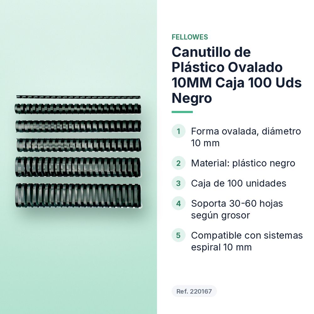 CANUTILLO DE PLÁSTICO OVALADO 10MM CAJA 100 UDS NEGRO - características principales