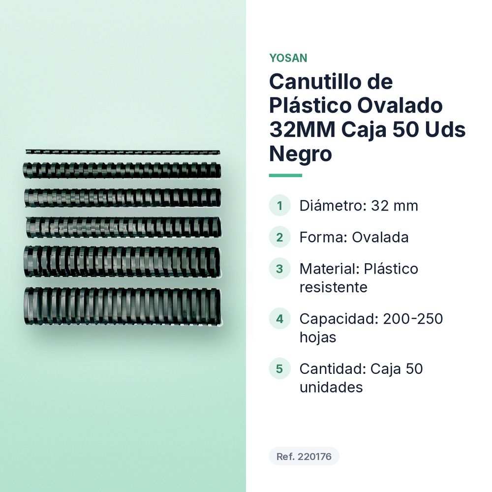 CANUTILLO DE PLÁSTICO OVALADO 32MM CAJA 50 UDS NEGRO - características principales