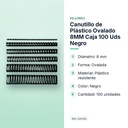 CANUTILLO DE PLÁSTICO OVALADO 8MM CAJA 100 UDS NEGRO - características principales