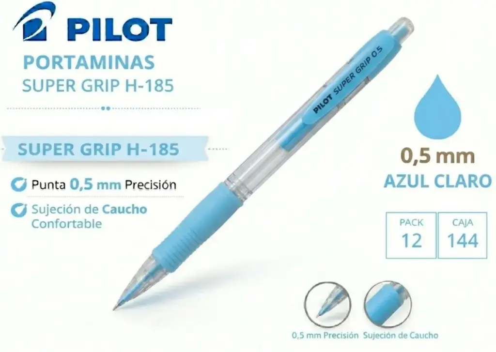 PORTAMINAS PILOT SUPER GRIP AZUL CLARO 0,5MM