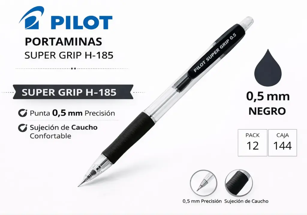 PORTAMINAS PILOT SUPER GRIP NEGRO 0,5MM