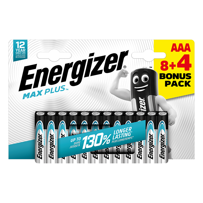 PILAS ENERGIZER ALCALINAS MAX PLUS AAA BLÍSTER 12 UNIDADES
