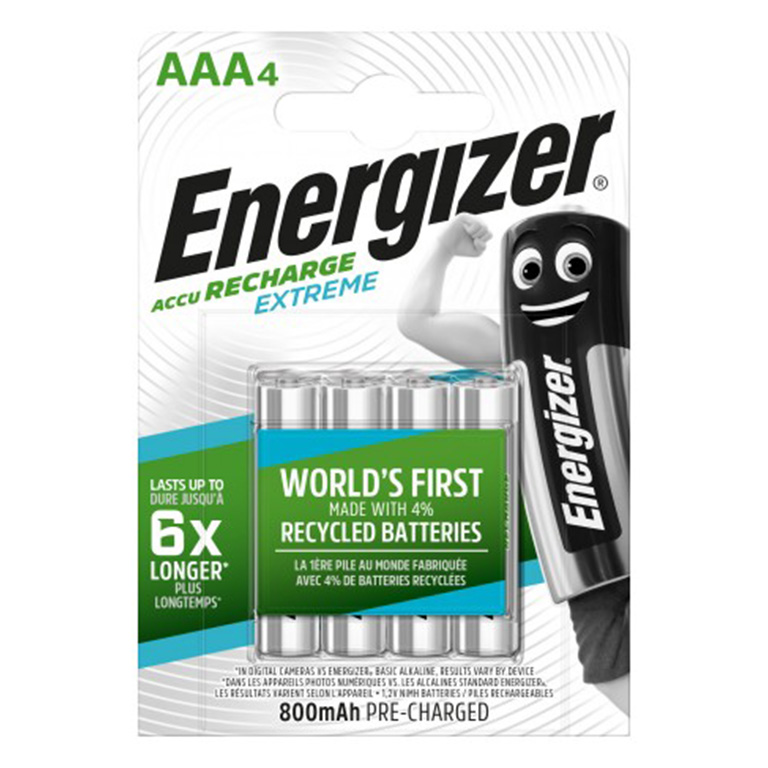 PILAS RECARGABLES ENERGIZER AAA NI-MH 1.2V 800 4 UNIDADES