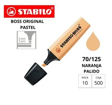 MARCADOR FLUORESCENTE STABILO BOSS 70–NARANJA PALIDO