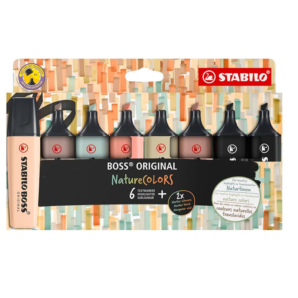 ROTULADOR STABILO BOSS PASTEL FLUORESCENTE 70 NATURE COLORS ESTUCHE 8 COLORES SURTIDOS