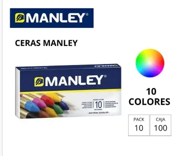 CERAS MANLEY ESTUCHE 10 COLORES SURTIDOS 