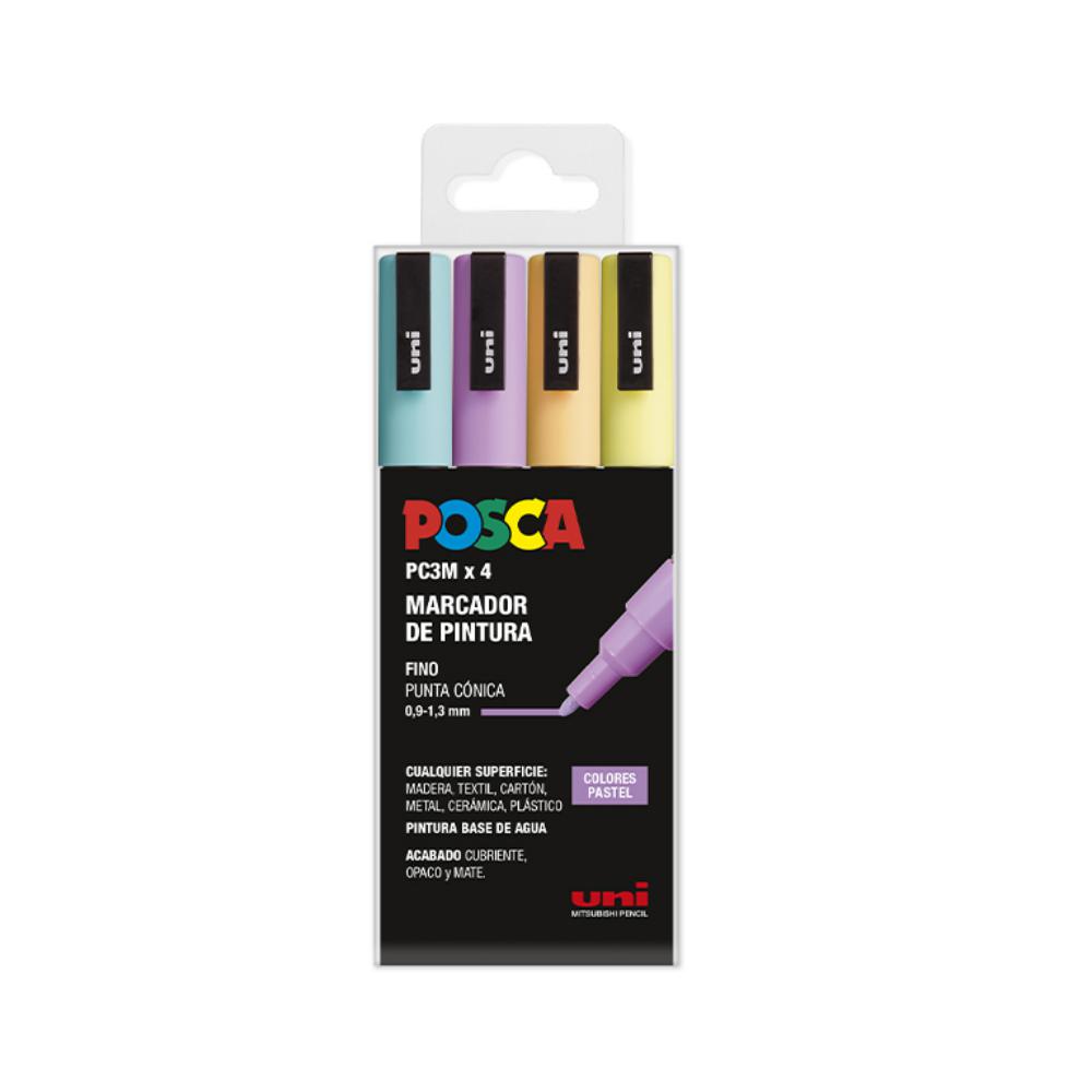 ROTULADOR POSCA PC-3M/4C ESTUCHE 4 COLORES PASTEL SURTIDOS