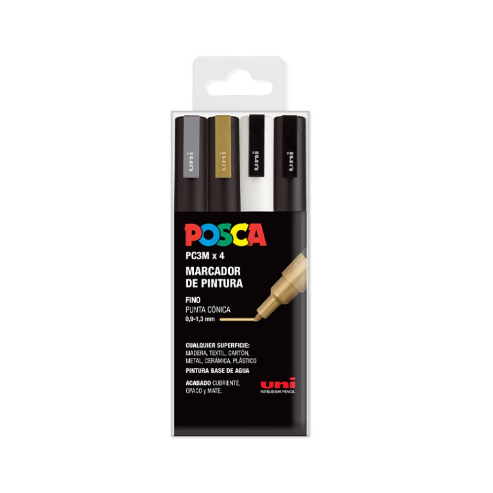 ROTULADOR POSCA PC-3M/4C ESTUCHE GSWB 4 COLORES