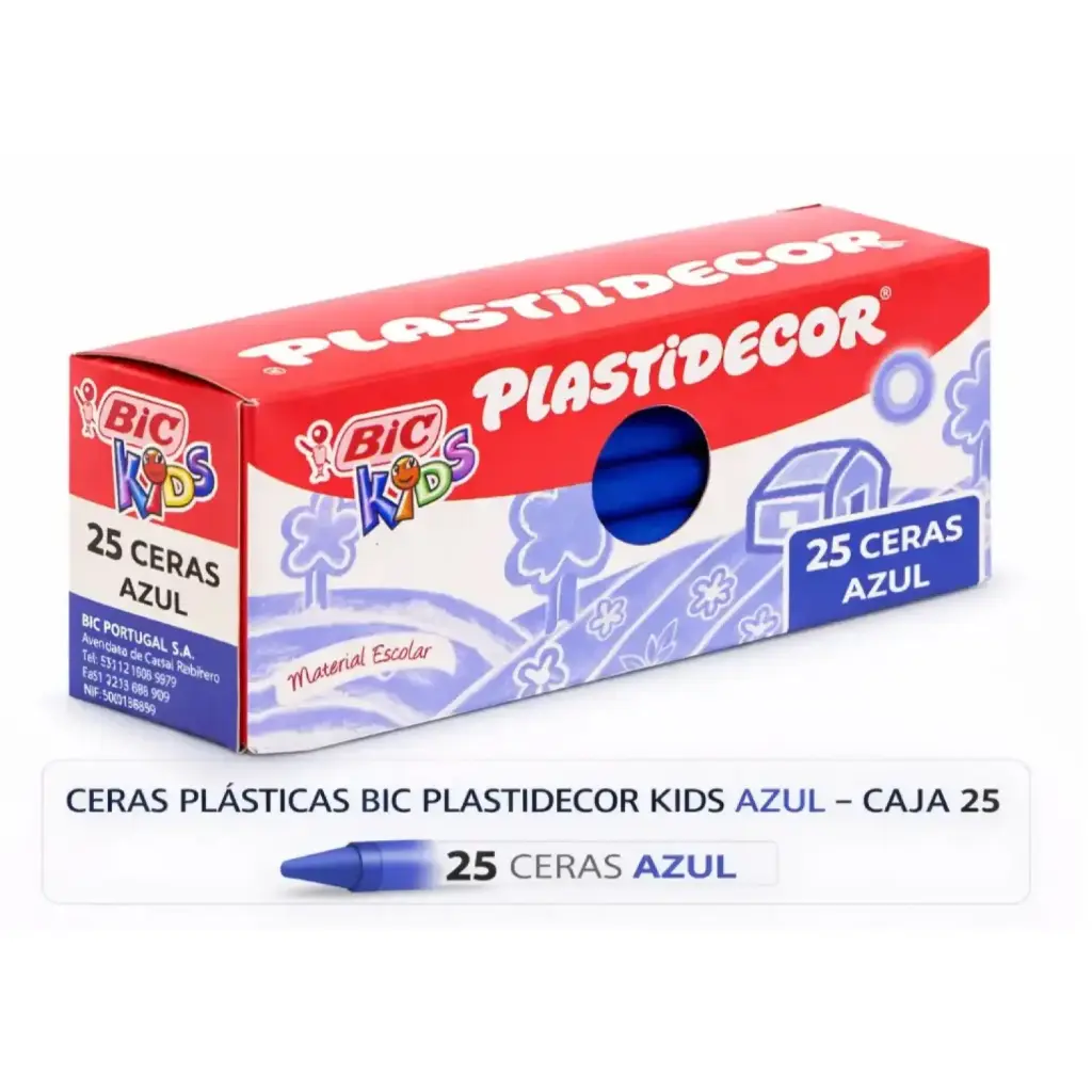 CERAS PLÁSTICAS BIC PLASTIDECOR KIDS AZUL CAJA 25