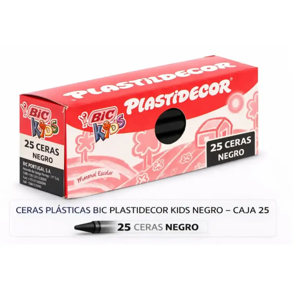 CERAS PLÁSTICAS BIC PLASTIDECOR KIDS NEGRO CAJA 25