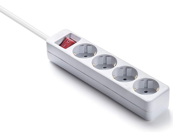 REGLETA 4 TOMAS CON INTERRUPTOR CABLE 3 METROS NEGRO