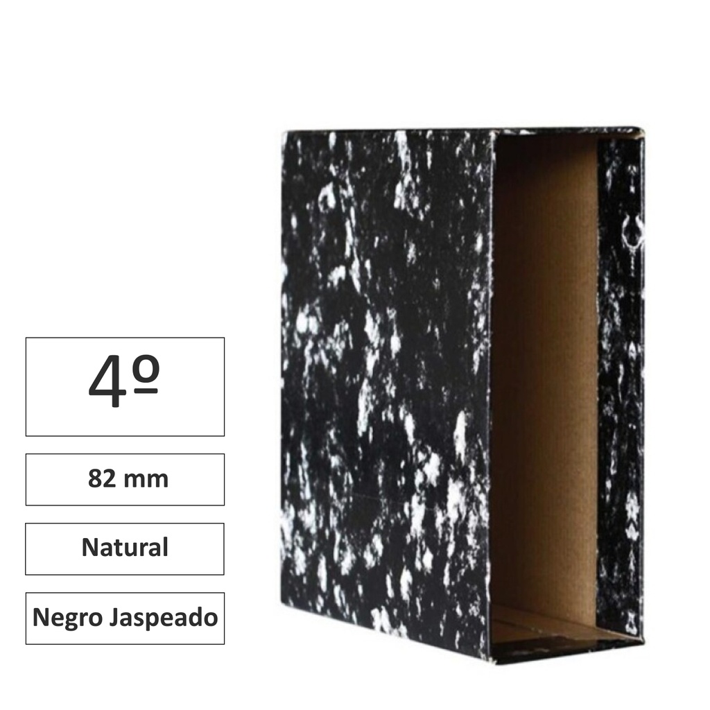 CAJA ARCHIVADOR AZ 4º NATURAL NEGRO JASPEADO ·RAYLU PAPER · LOMO 82 MM