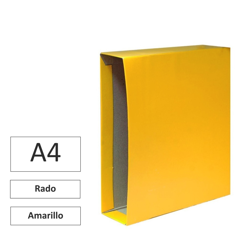 CAJA PARA ARCHIVADOR A4 AMARILLA · TIPO RADO · RAYLU