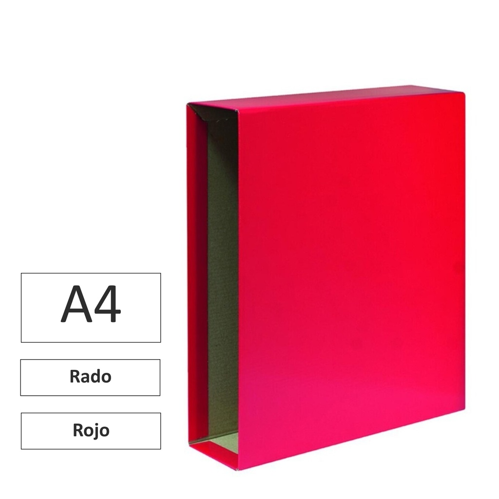 CAJA PARA ARCHIVADOR A4 ROJO · TIPO RADO · RAYLU