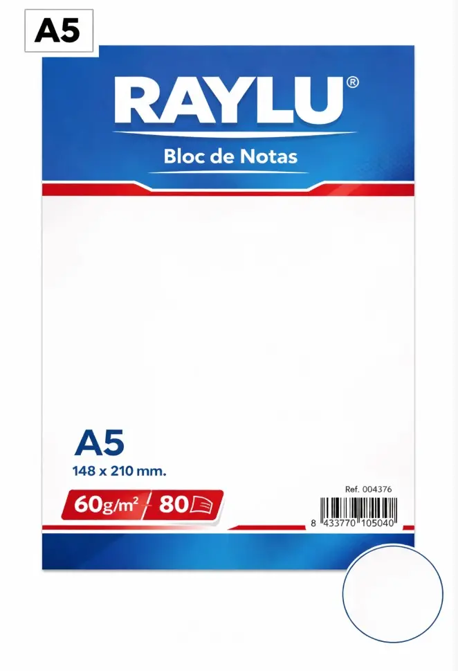 BLOC NOTAS MICROPERFORADO A5 60 GRAMOS 80 HOJAS LISO