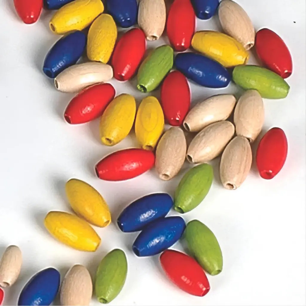 ABALORIOS DE MADERA COLORES SURTIDOS 8 × 16 MM NIEFENVER | BOLSA 75 UNIDADES