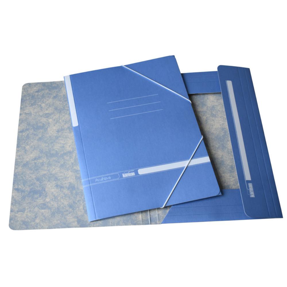 CARPETA KARMAN A5 CON GOMAS Y 3 SOLAPAS AZUL