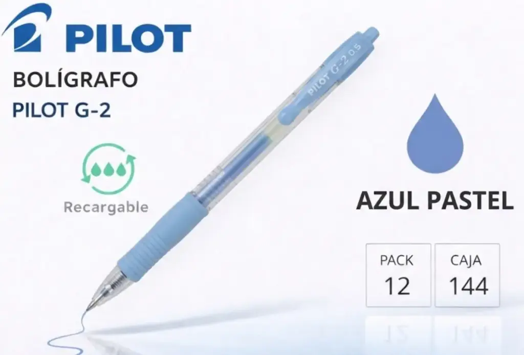 BOLÍGRAFO PILOT G-2 AZUL PASTEL