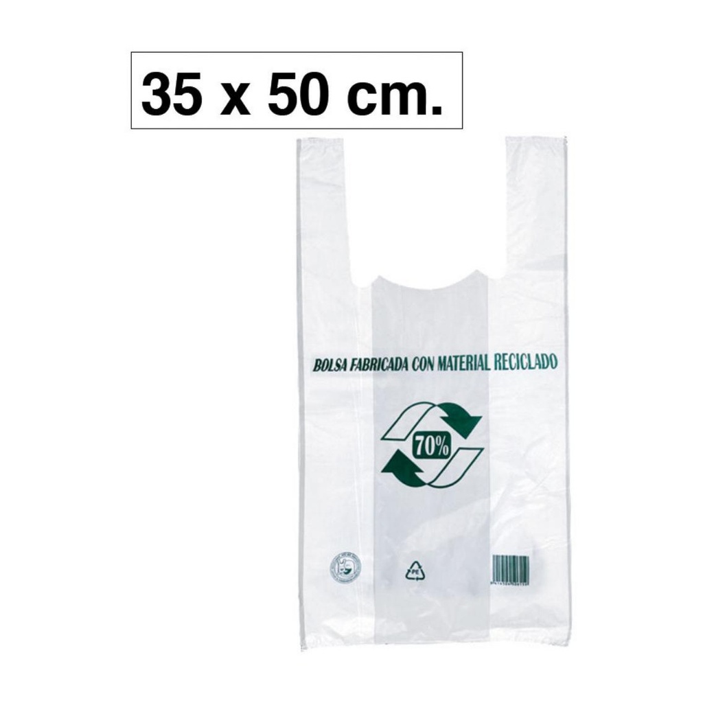 BOLSAS CAMISETA BLANCAS 35×50CM  PACK 100 UDS