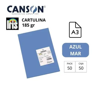 CARTULINA CANSON IRIS A3 AZUL MAR 180G 