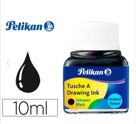 TINTA CHINA PELIKAN NEGRA 10ML INDELEBLE DIBUJO Y CALIGRAFÍA