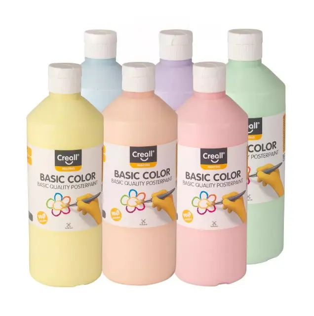 TÉMPERA CREALL BASIC COLORES PASTEL 6x500ML