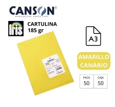 CARTULINA CANSON IRIS A3 AMARILLO CANARIO 180G 