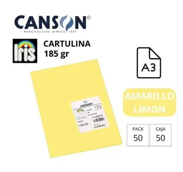 CARTULINA CANSON IRIS A3 AMARILLO LIMON