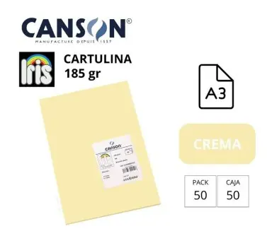 CARTULINA CANSON IRIS A3 CREMA