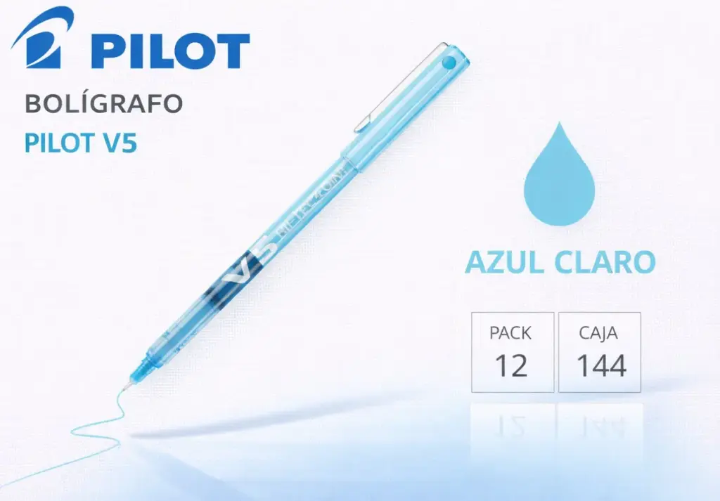 BOLÍGRAFO PILOT V5 AZUL CLARO