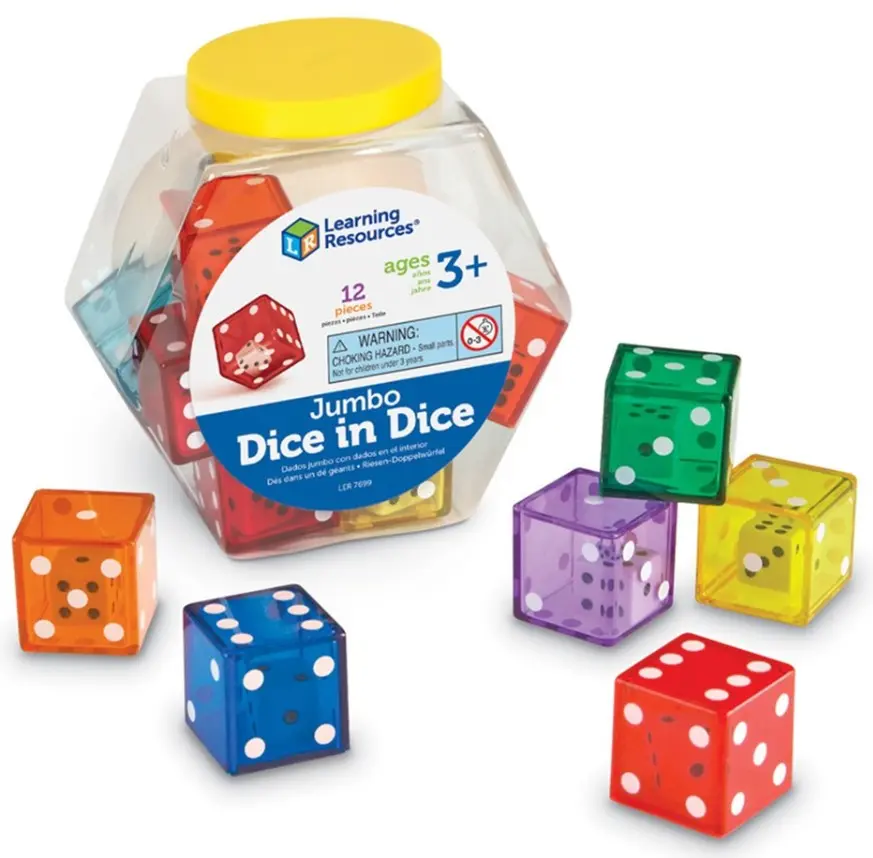 DADOS JUMBO DOBLES TRANSPARENTES