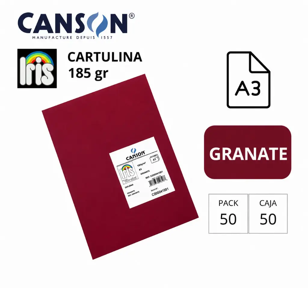 CARTULINA CANSON IRIS A3 GRANATE