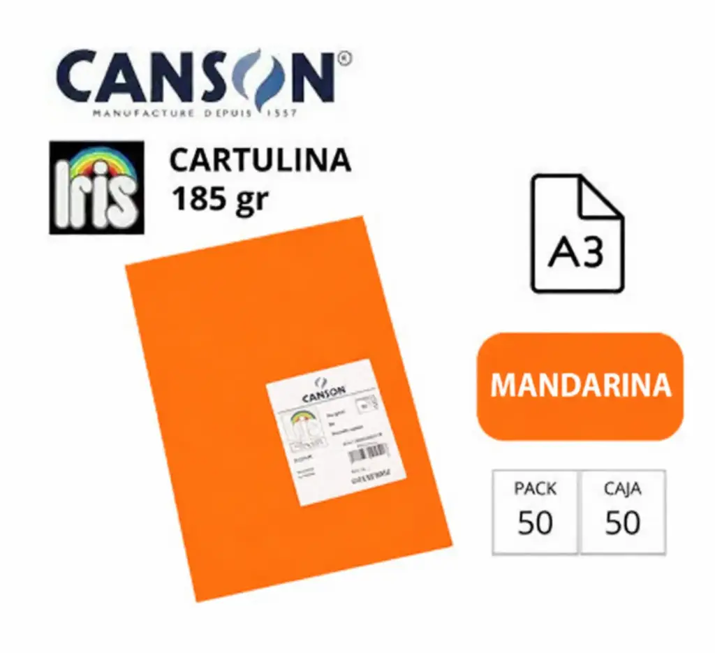 CARTULINA CANSON IRIS A3 MANDARINA