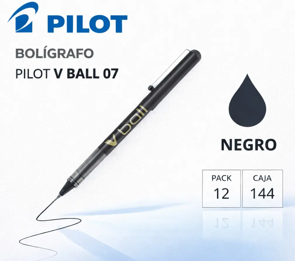 BOLÍGRAFO PILOT V-BALL 07 NEGRO