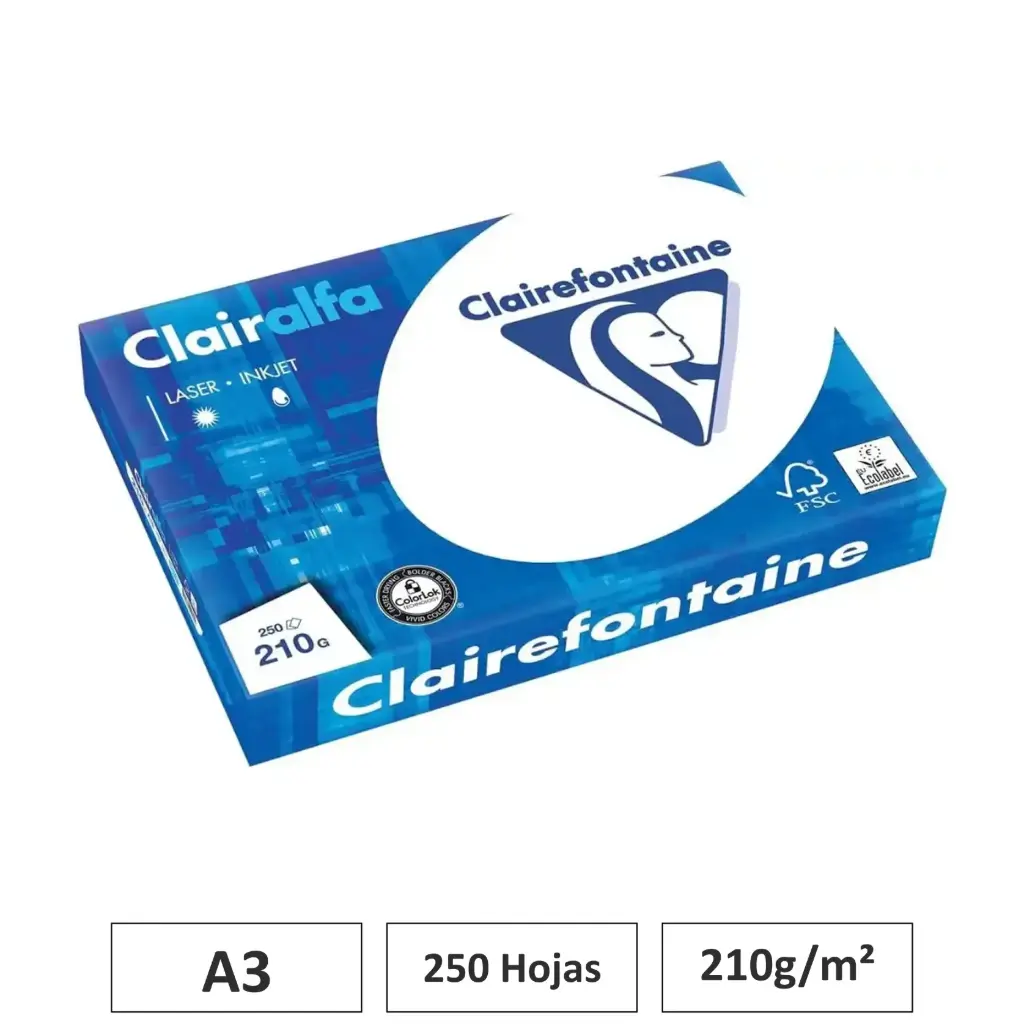 PAPEL CLAIRALFA BLANCO A3 250 HOJAS 210G CLAIREFONTAINE