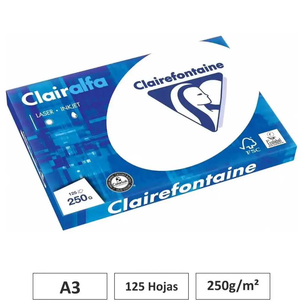 PAPEL CLAIRALFA BLANCO A3 125 HOJAS 250G CLAIREFONTAINE