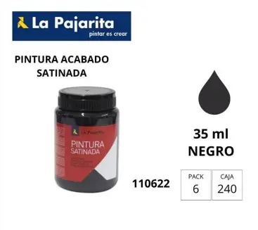 PINTURA SATINADA NEGRO 35ML L-22 LA PAJARITA