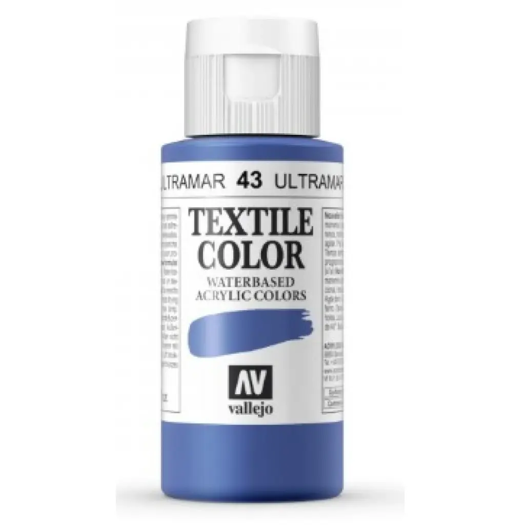 PINTURA TEXTIL VALLEJO Nº 43 AZUL ULTRAMAR – 60 ML