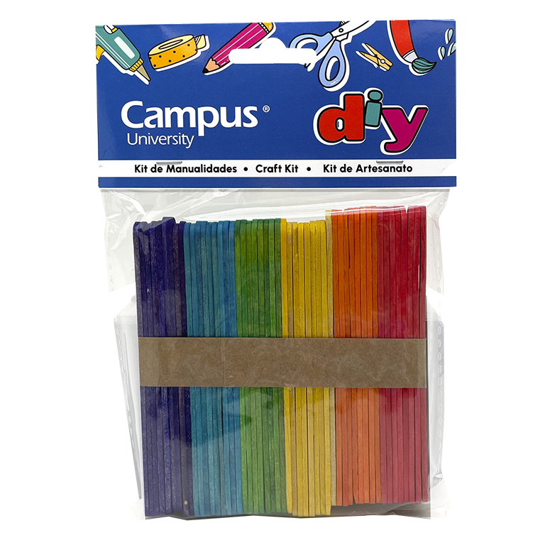 SET MANUALIDADES CAMPUS PALITO MADERA COLORES PRQUEÑO