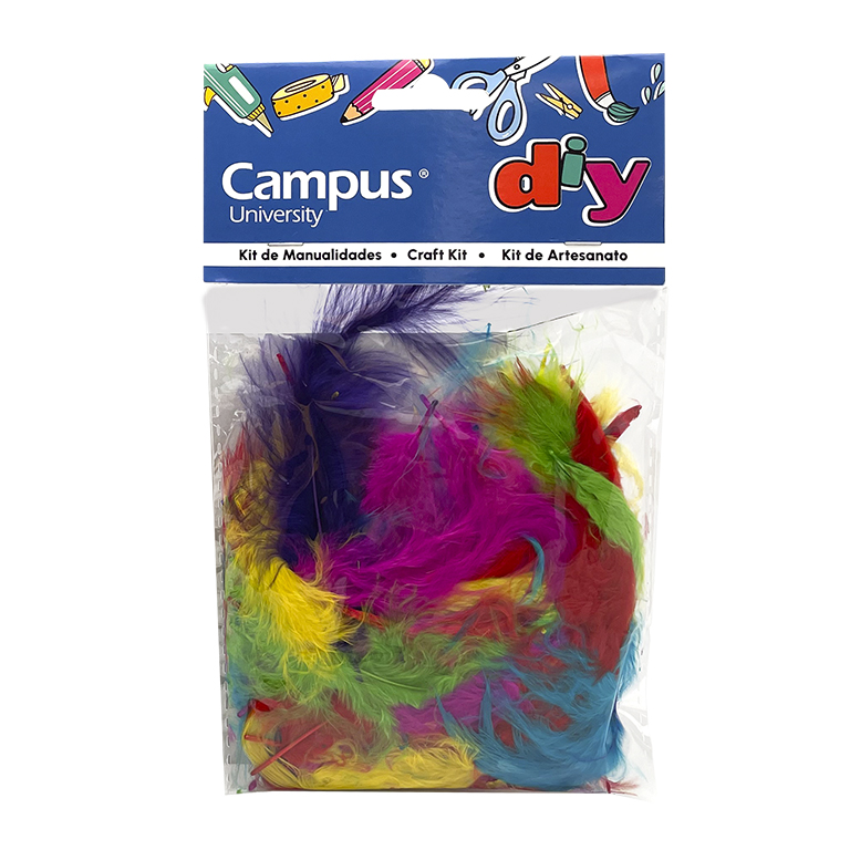 SET MANUALIDADES CAMPUS PLUMA DE PAVO COLORES