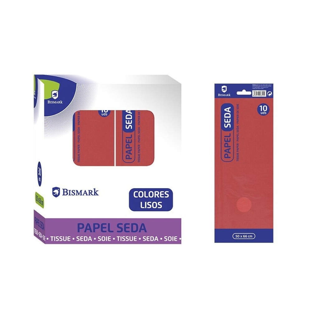 PAPEL DE SEDA LISO ROJO BOLSA 10 HOJAS